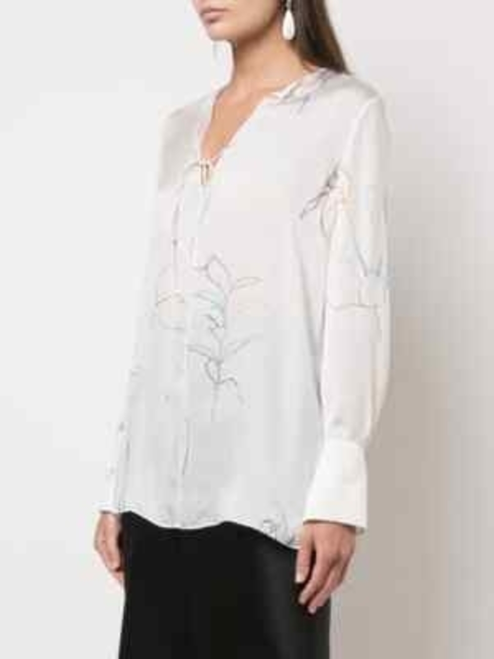Theory Fluid Long Sleeve Silk Tunic Blouse Top Size S